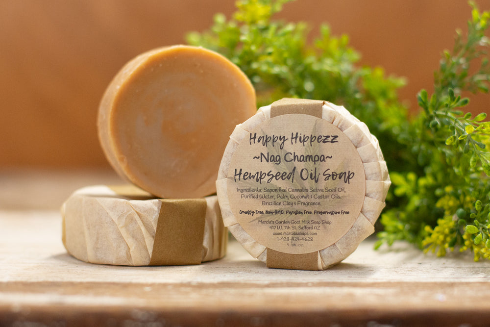 Happy Hippeez Nag Champa Goat Milk & Hempseed Oil Soap